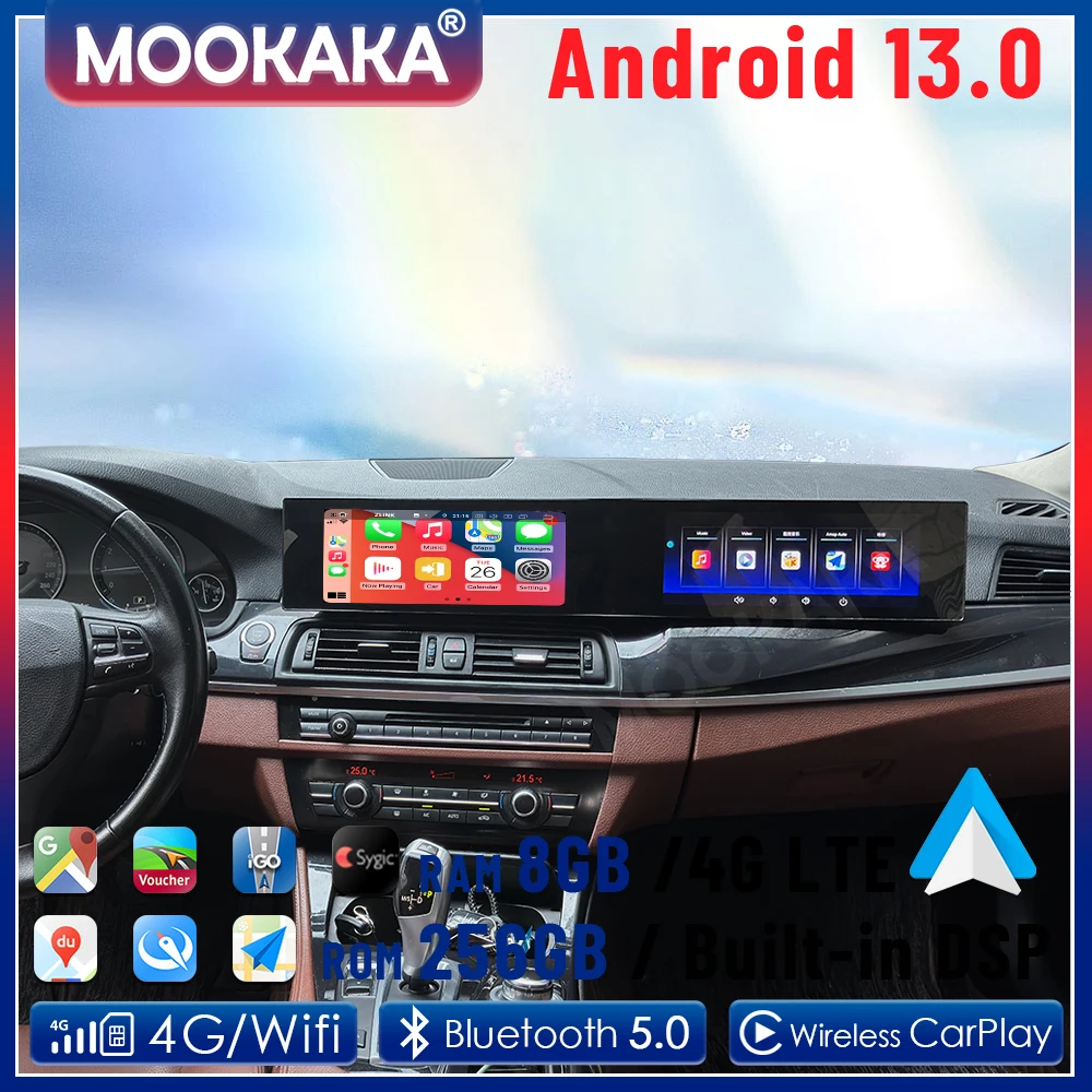 

Android Auto Car Radio Dual Screen For BMW 5 Series 2010-2017 CarPlay Video Stereo Multimedia Player Navi Dashboard Head Unit