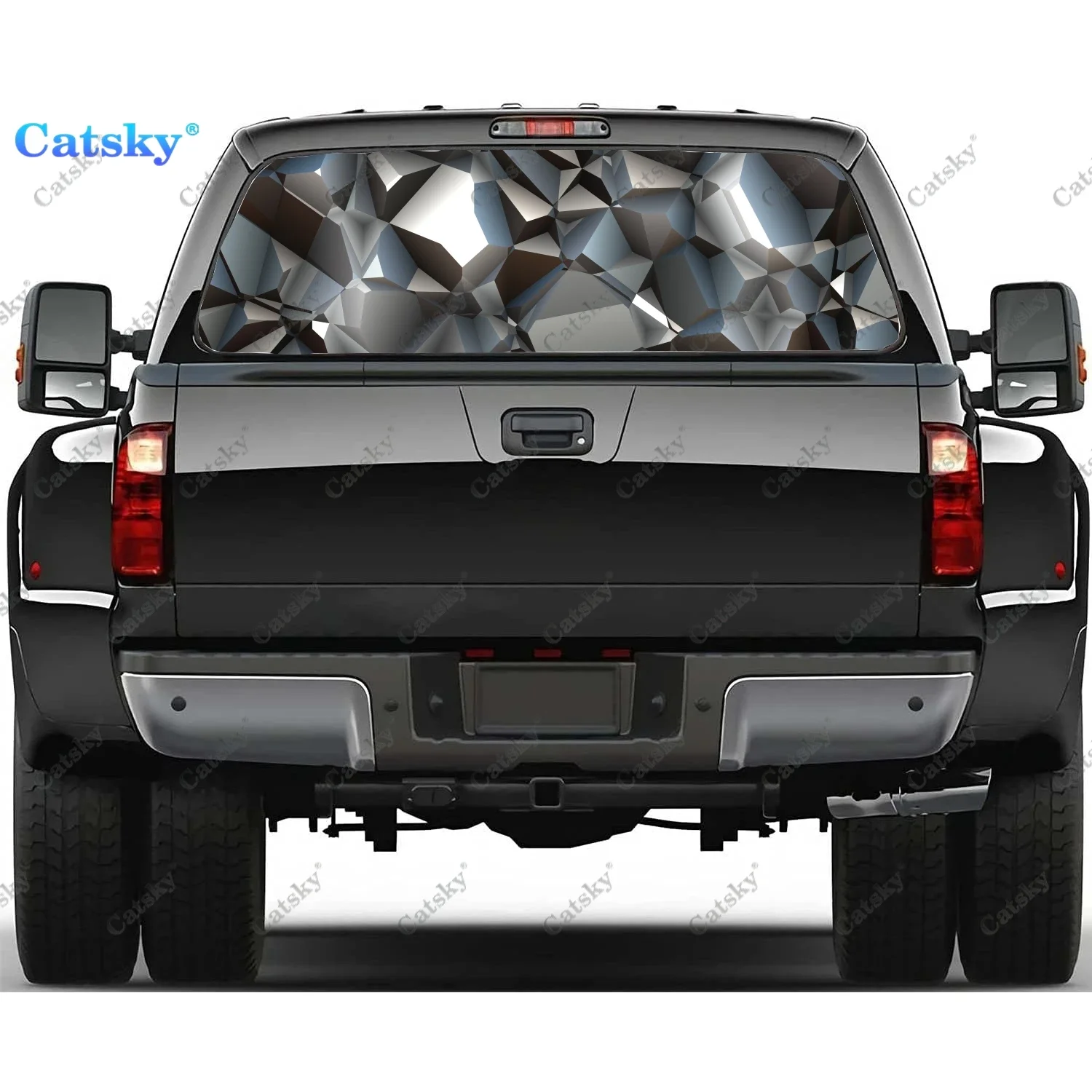 

Geometric Triangle 3D Car Rear Window Decal Sticker Graphic PVC Material Truck Sticker Perforated Vinyl Universal Wrap Cover