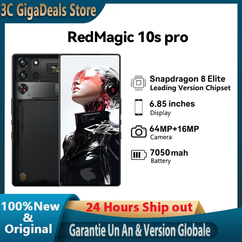 هاتف الألعاب RedMagic 10S Pro الإصدار العالمي 5G Snapdragon 8 Elite الإصدار الرائد 7050mAh 80W شحن سريع 6.85 بوصة هاتف ذكي