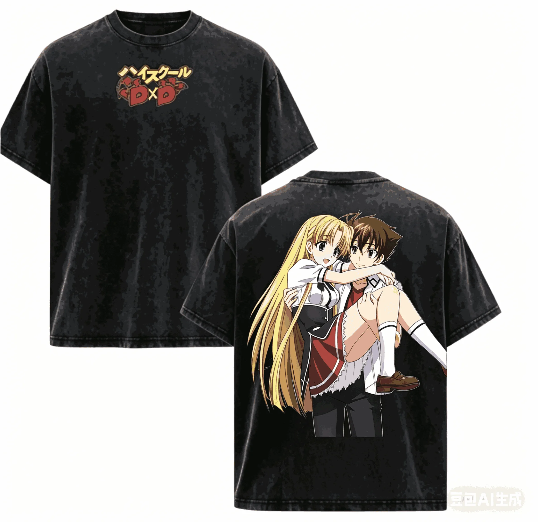 High School DxD Washed T-shirt 2026 New Model personality Clothes shirt Year round clothing Retro Fashion Vintage Couples soft