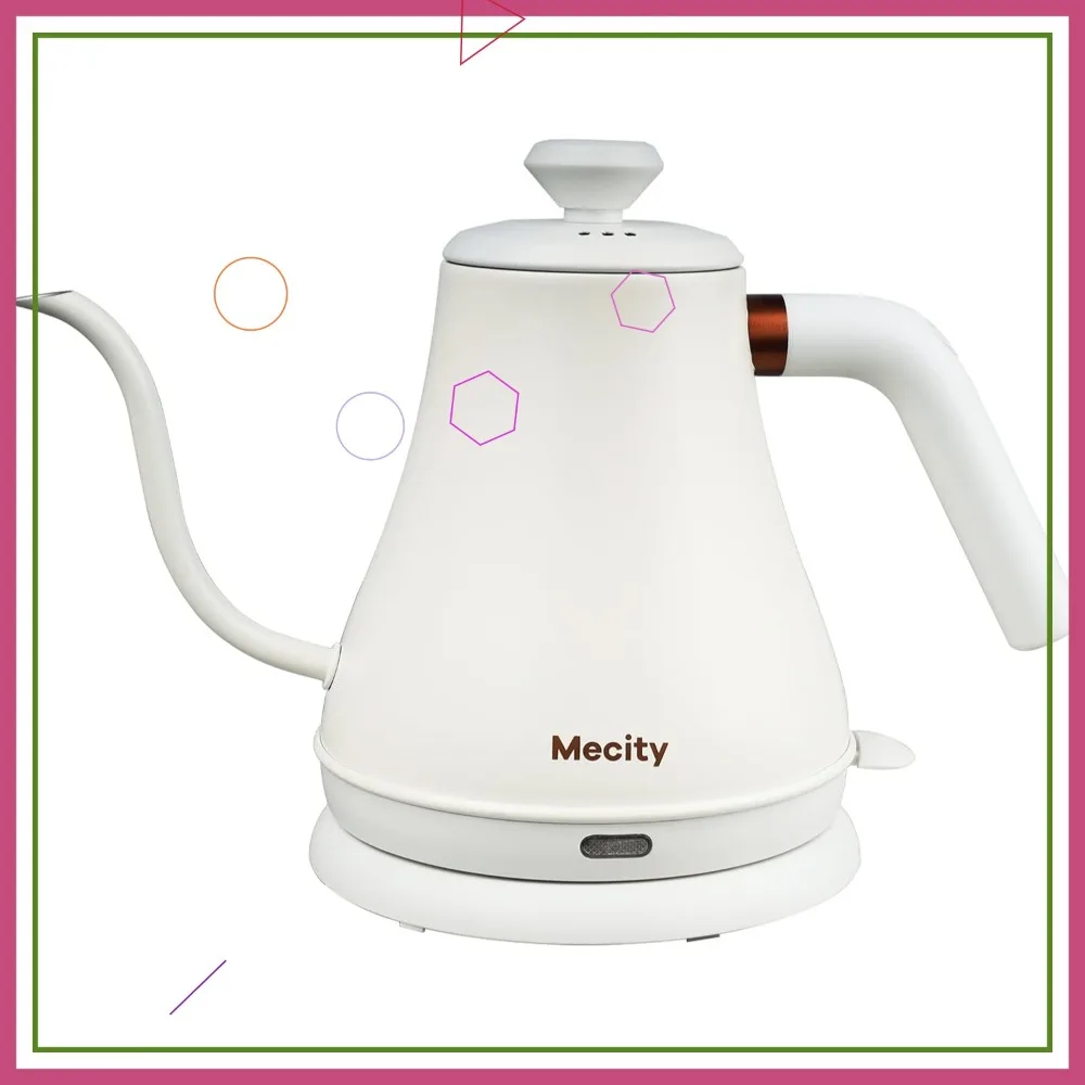 

Stainless Steel Gooseneck Electric Kettle for Pour Over Coffee, Fast Heating, Auto Shut Off, 27 fl oz, 1000W, Milk White