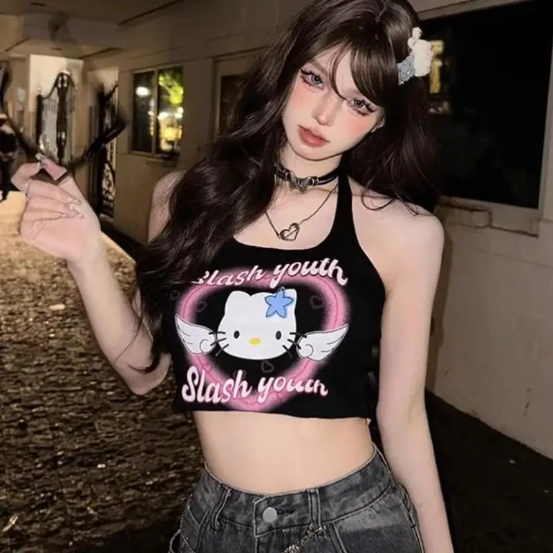 Nuovo Sanrio Hello Kitty Canotte da donna Y2K Estate Casual Puro cotone Versione coreana Hip Hop Ragazza carina Puro desiderio Regali sottili