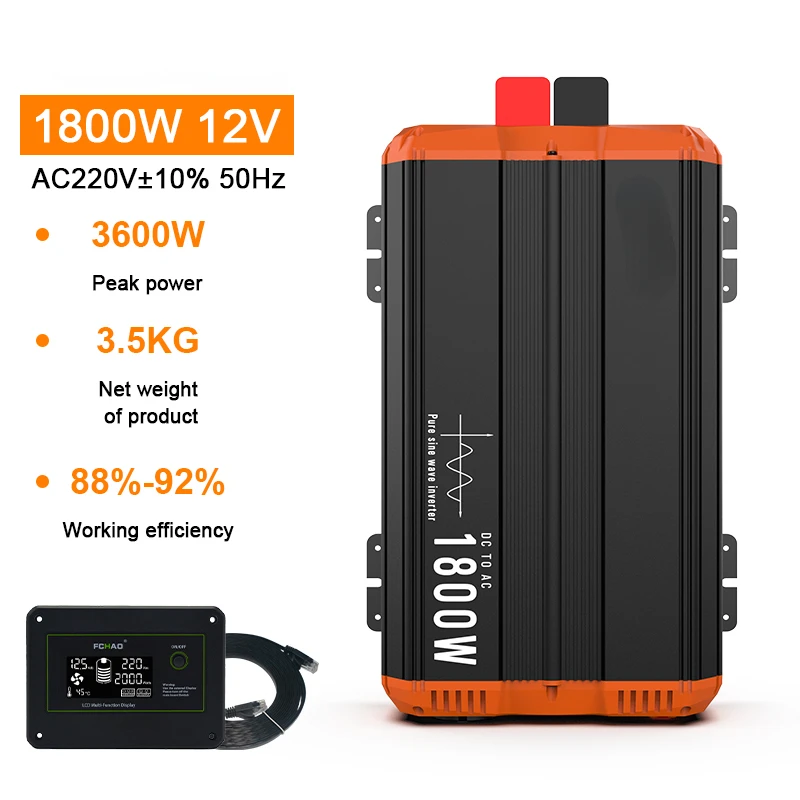 

1800W pure sine wave power inverter solar power converter DC 12V 24v to AC 230v