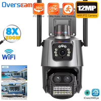 12MP 6K WiFi IP Camera Outdoor Three Lens Dual Screens 8X PTZ Zoom Video Auto Track Security Protection Surveillance Onvif ICSEE