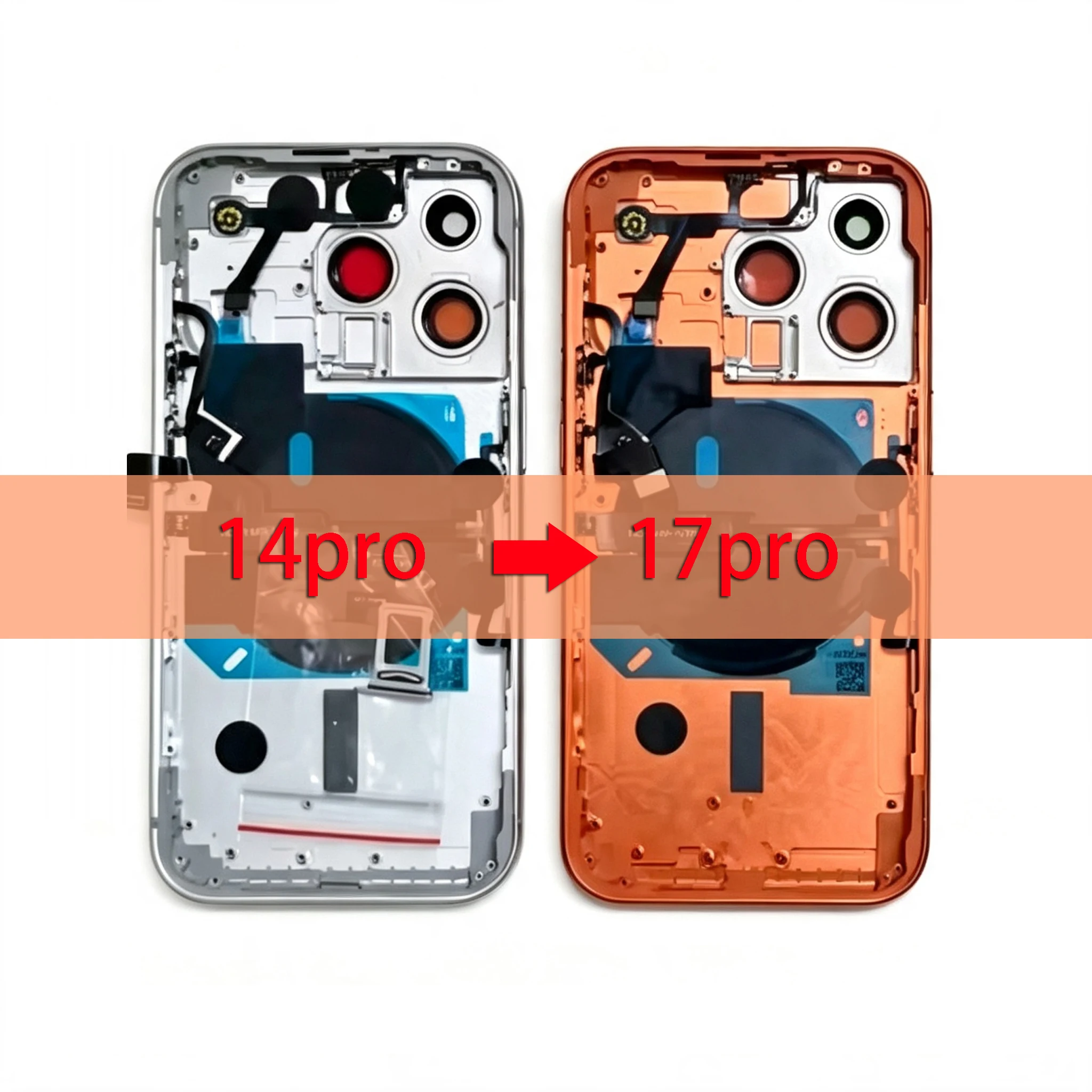 DIY Conversion Kit for iPhone 14 Pro to 17 Pro Chassis，14 Pro Up To 17 Pro Backshell  Repair Cover for All Model