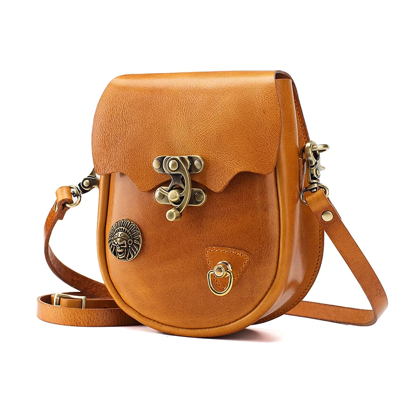 Women\'s Bag Handmade Leather Shoulder Bag Fashion New Vegetable Tanned Leather Messenger Bag