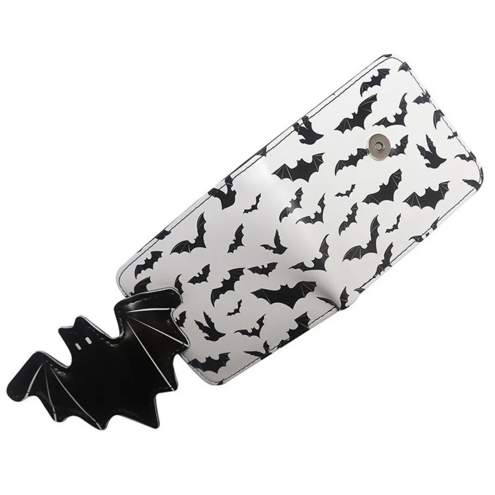 Multi-Functional Bat Ghost Print Wallet Long Strap Buckle Design Foldable Coin Purse Portable Large Capacity
