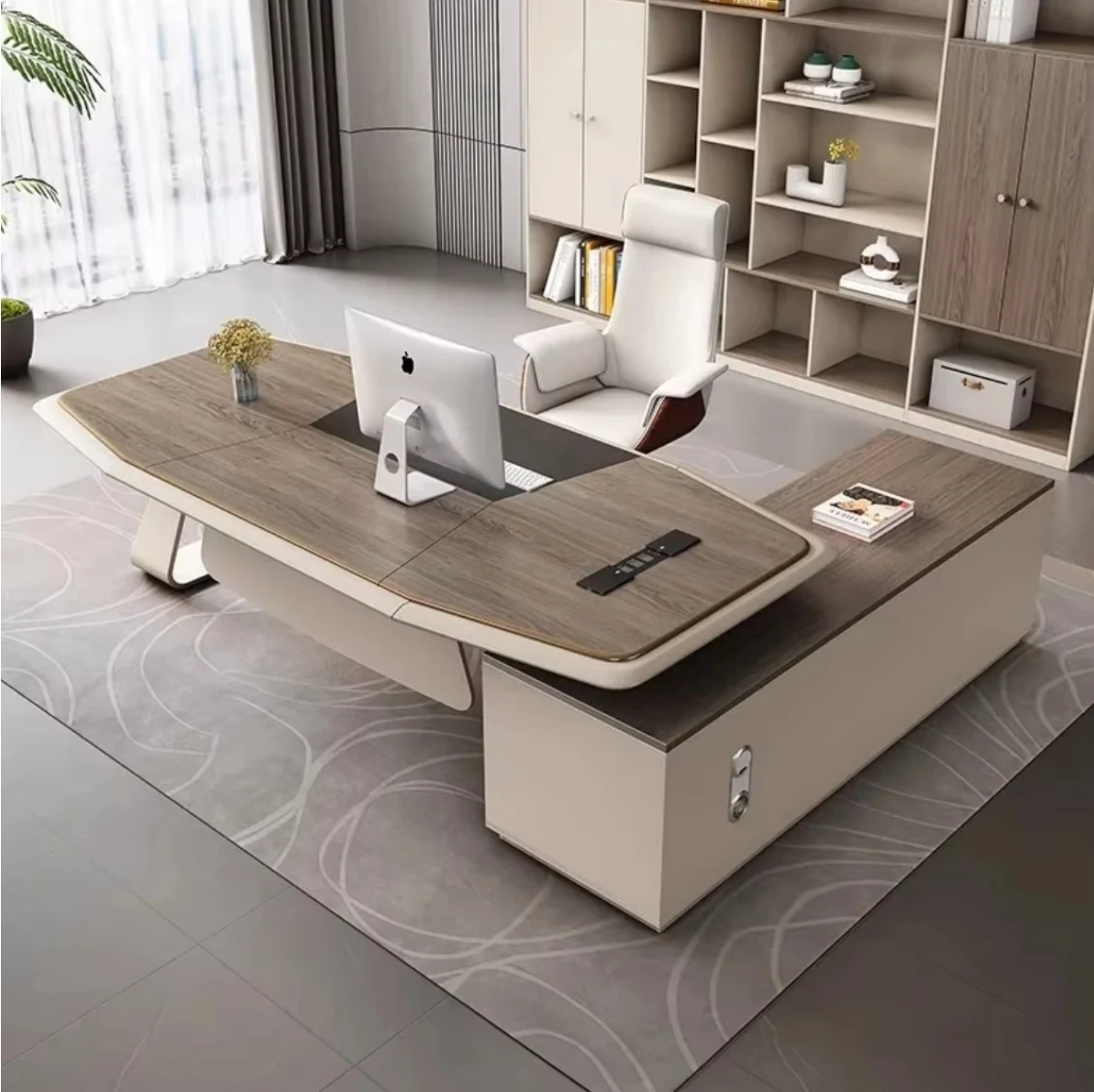 *Modern Ergonomic L-Shaped Executive Office Desk Convertible Extendable Features Wooden MDF Top Metal Frame Smart Standing Desk