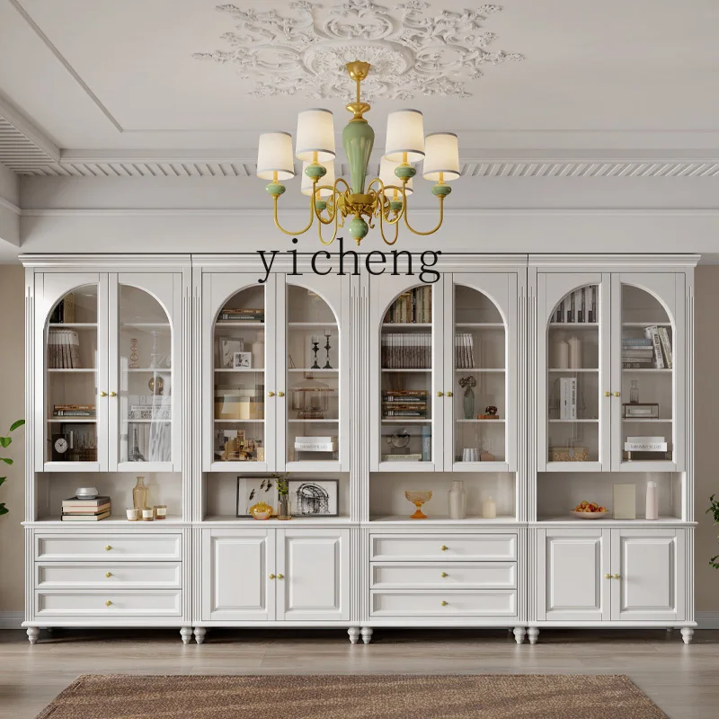 

TWR solid wood bookcase, one wall, overall to the top, arch living room, home storage cabinet