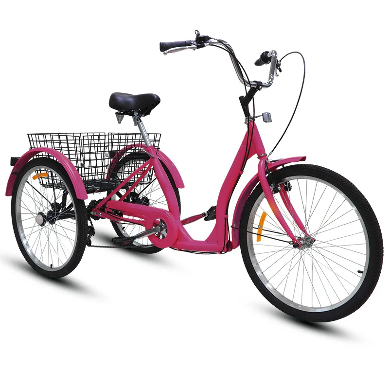 Adult Tricycles Trike 24 inch 3 Wheel Bikes Three-Wheeled Bicycles Cruise Trike for Seniors