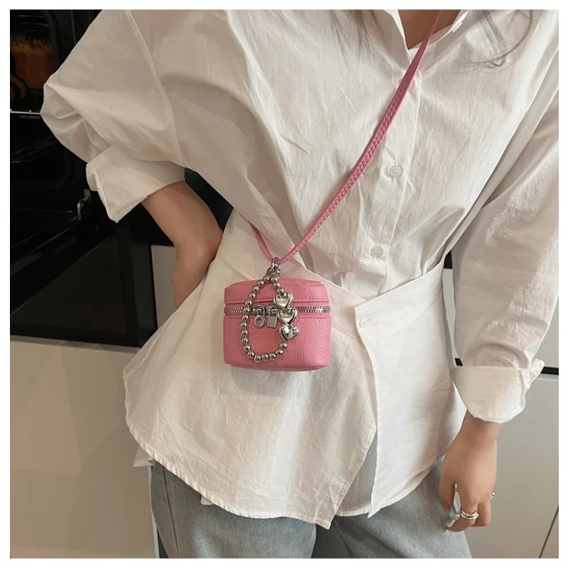 2026 NEW Ins Fashion Luxury Cute Love Fashion Joker Candy-colored Shoulder Portable Red Headphone Case Wrist Strap Mini Bag