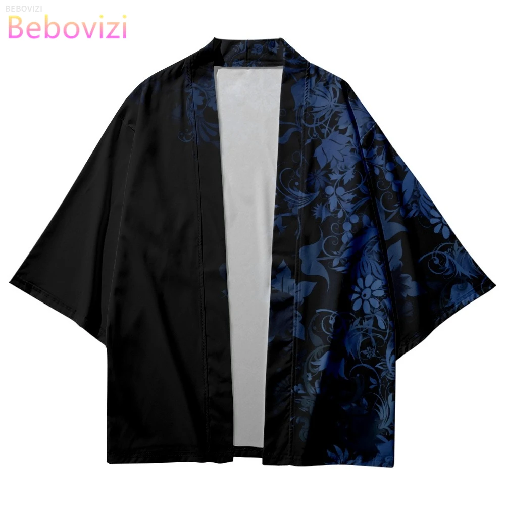 

Fashion Casual Flower Print Japanese Style Traditional Kimono Men Women Yukata Cardigan Shirts Haori Oversized Streetwear Tops