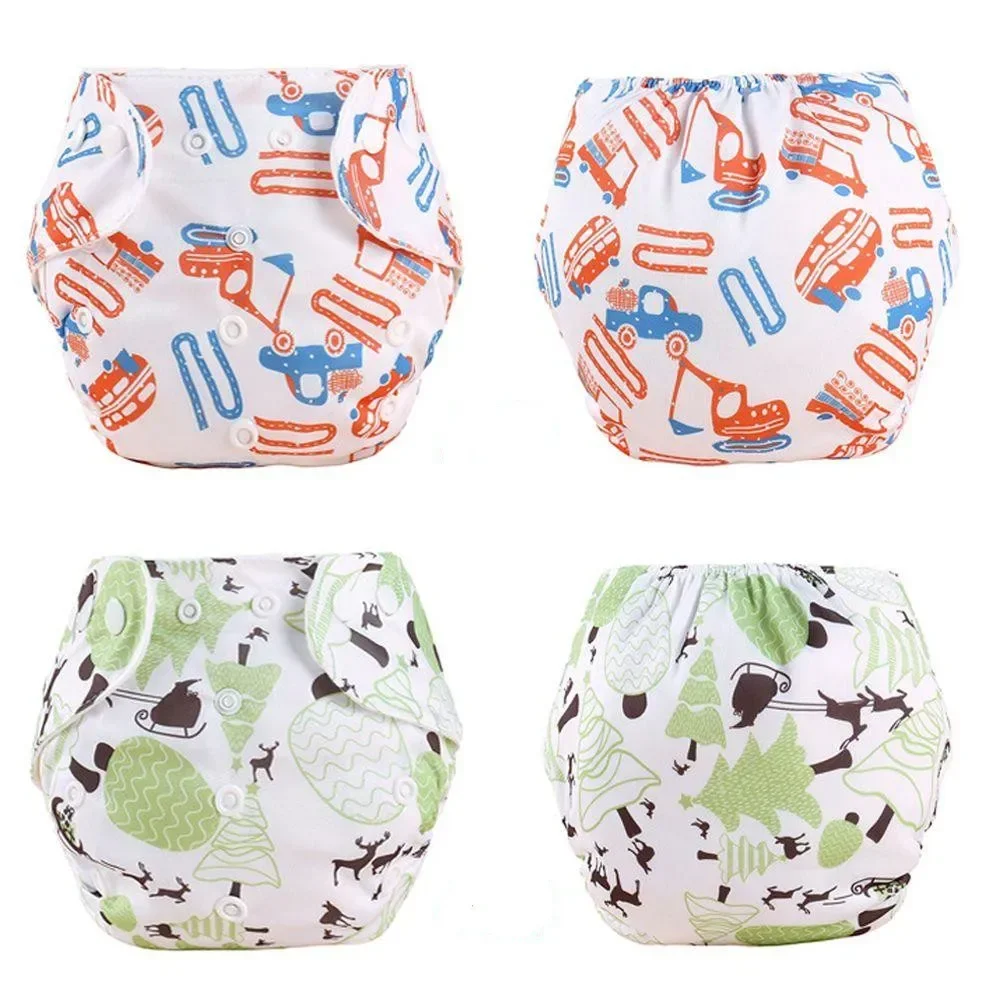 4PC Baby Cloth Diaper Breathable Cloth Diaper Pocket Reusable Nappies Diaper Cover Wrap Washable Newborn Panties Waterproof