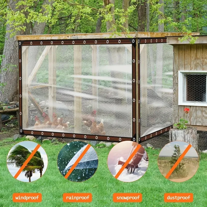 Transparente wasserdichte Plane für den Garten, regensichere, klare Polyethylen-Plane, Pflanzenabdeckung, transparente Plane mit Öse – Detail 4