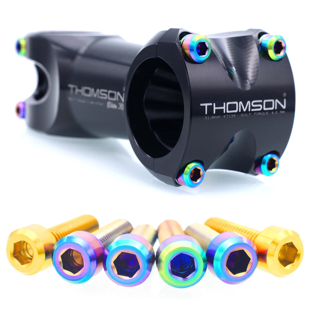 6pcs Tc4 Titanium Alloy To The Vertical Screw M5X16/18/20 With Shim Mountain Bike Handlebar Brake Fixed