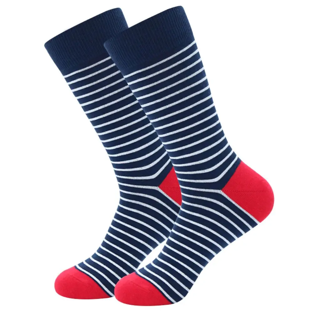 5Pairs Mens Fun Dress Socks, Pattern Funny Socks Pack, Colorful Striped Combed Cotton Novelty Socks,Cool Breathable Casual Socks