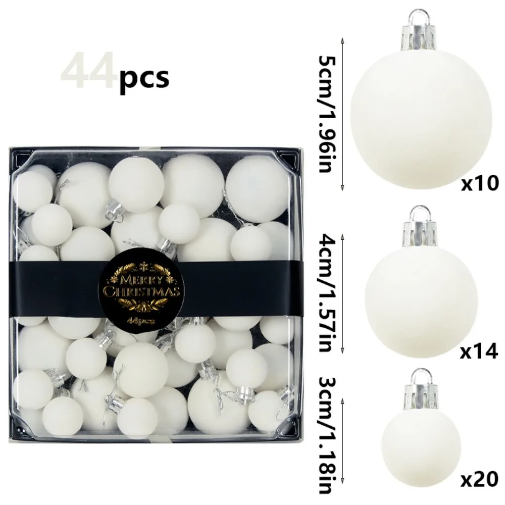 44PCS Flocking Material Christmas Ball Ornaments Soft Fluffy Mini Size Flocking Velvet Ball Elegant Design Creative Shape