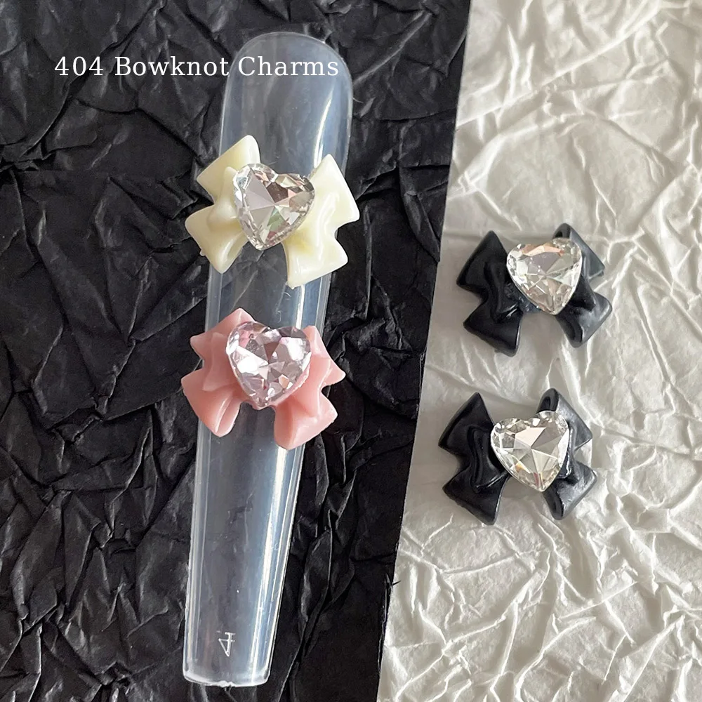 10/20pcs Versatile Japanese Bowknot Charms Mix Milk White Black Nude Pink Dragon Bow Ornaments UV Gel Polish Nail Knickknack 404