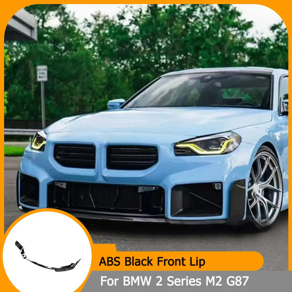 

Глянцевый черный ABS автомобильный передний бампер, спойлер для BMW 2 серии M2 G87 2-дверный 2023-2024, передний сплиттер для подбородка, 3 шт./компл.