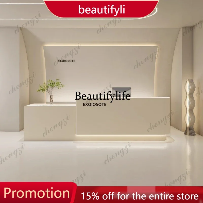 

01A Reception Elegant Shop Scrivania Office Furniture Simple Modern Desk Light Luxury Welcome Company Checkout Display Business