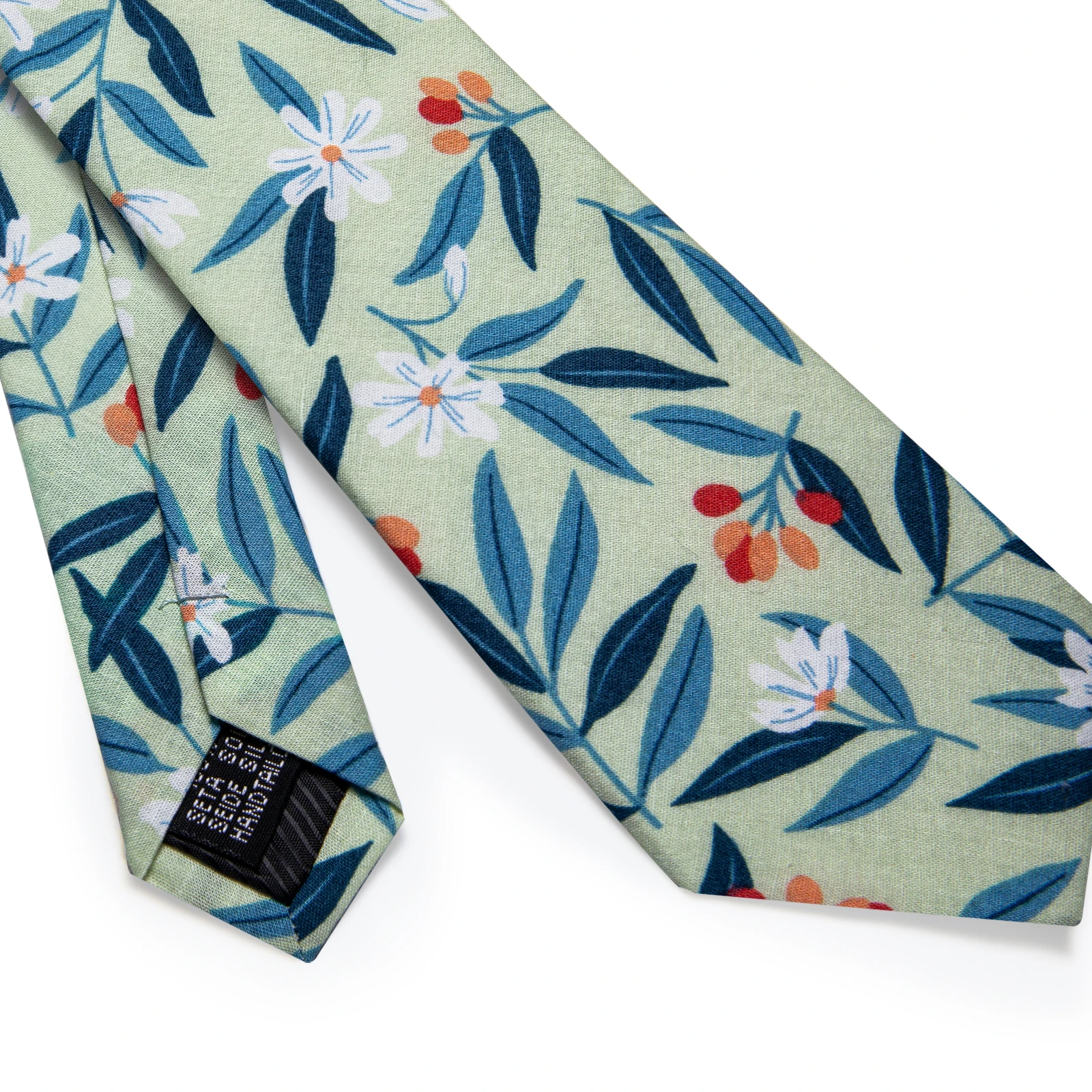 Luxury Green Floral Men\'s Tie for Wedding Blue Leaves Pattern Necktie for Man Pocket Square Clip Set corbatas para hombre Gifts