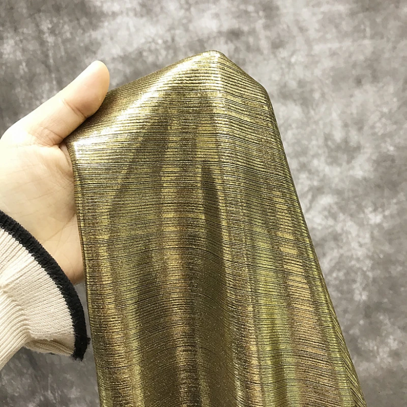 Gold Stretch Gilded Fabric for Ceremonial Dress Drape Knit Cloth Wholesale Cloth for Apparel Sewing Diy Material