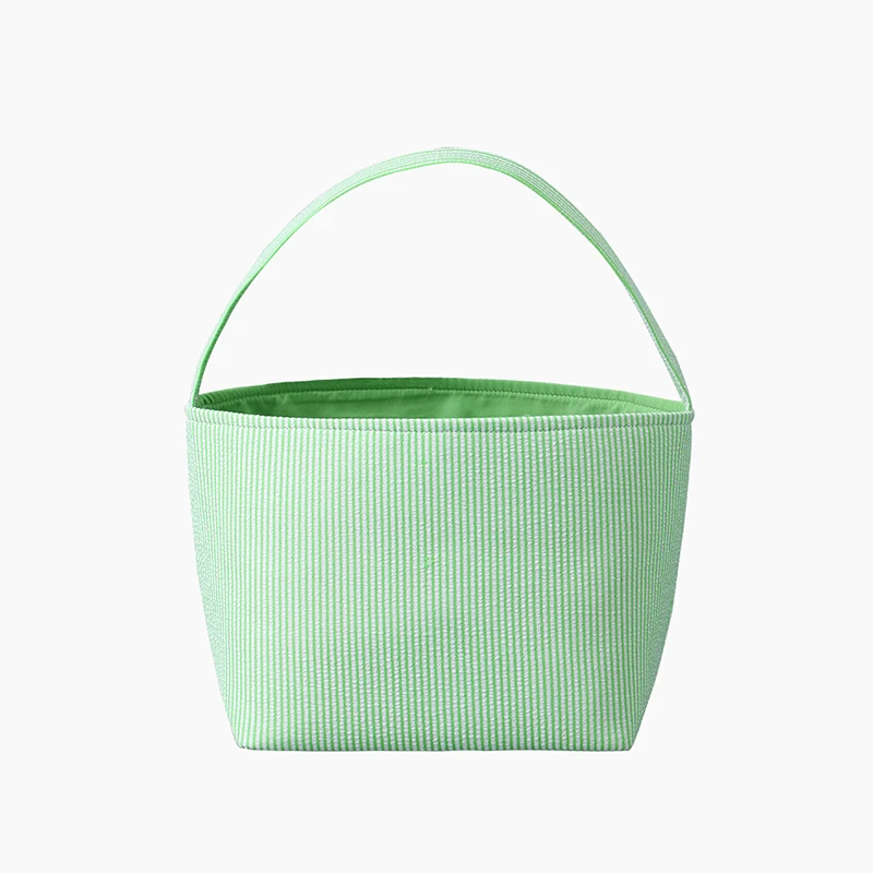 3pcs Shopping Bags Seersucker Thin Striped Open Easter decoration basket with candy and gift inside