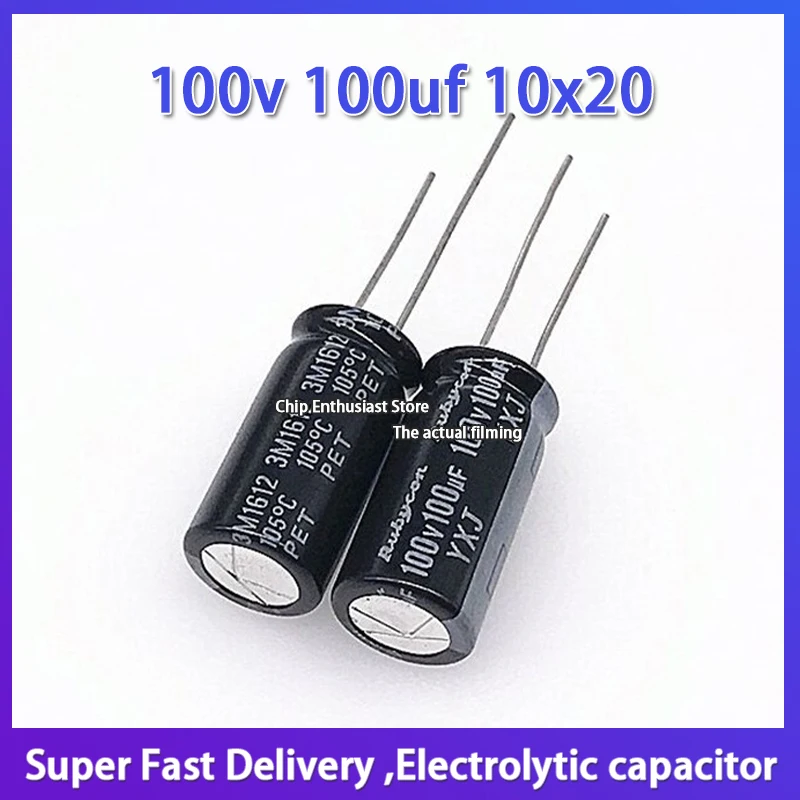 

5pcs Rubycon Imported Electrolytic Capacitor 100V 100UF 10X20 YXJ Ruby Capacitor YXJ Long Life 100v100uf 10*20