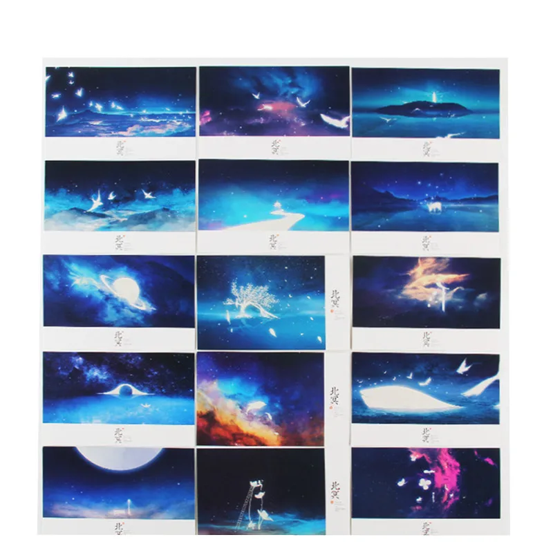 30 Sheets/Lot Hot Sale Luminous Postcards Set Noctilucous Greeting Card Creative Decorative Postal Card Wall Sticker Lettercard