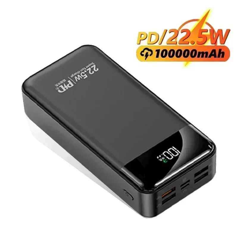 

Power Bank 100000mAh with 22.5W PD Fast Charging Powerbank Portable Battery Charger PoverBank for IPhone 13Pro Xiaomi Huawei