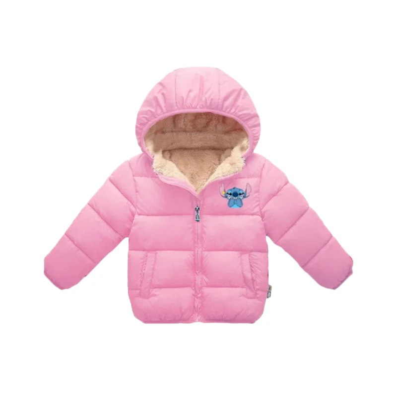 Winter Kinder Kapuzenjacke Gepolsterte Jacke Lamm Samt Jungen Mädchen Verdickter Mantel mit Tasche Reißverschluss Daunen Lässige Oberbekleidung