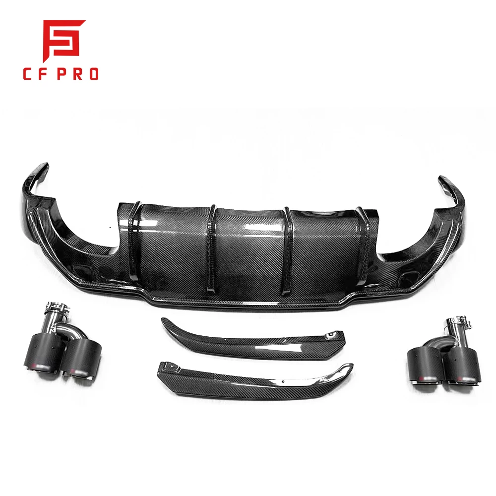 Top Quality Real Carbon Fiber Rear Bumper Diffuser Lip With Exhaust For Lexus GS