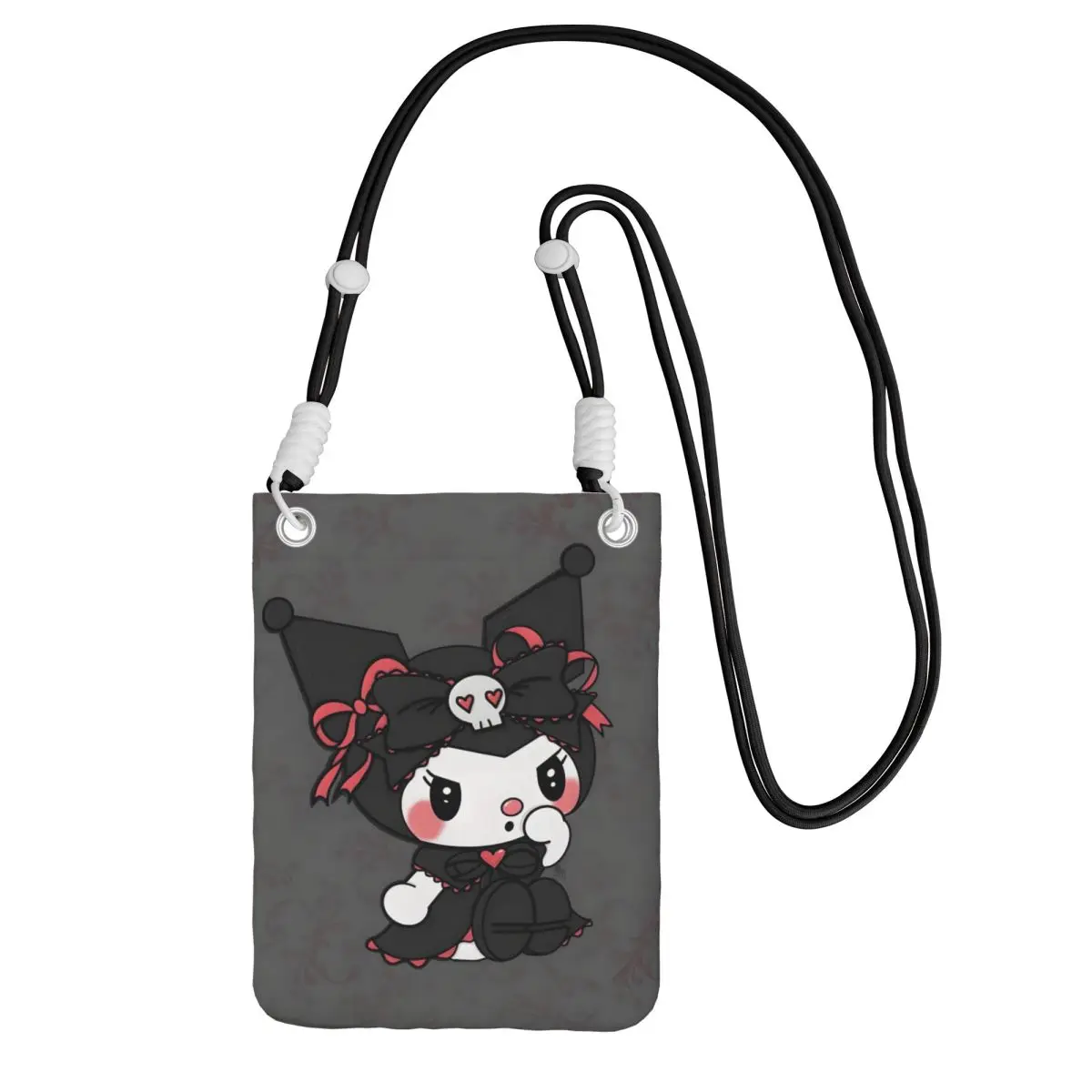 

Сумка для мобильного телефона Kuromi на заказ для мужчин и женщин, модная сумка через плечо Little Devil, сумка через плечо, сумка для губной помады, мини-кошелек на плечо, кошелек