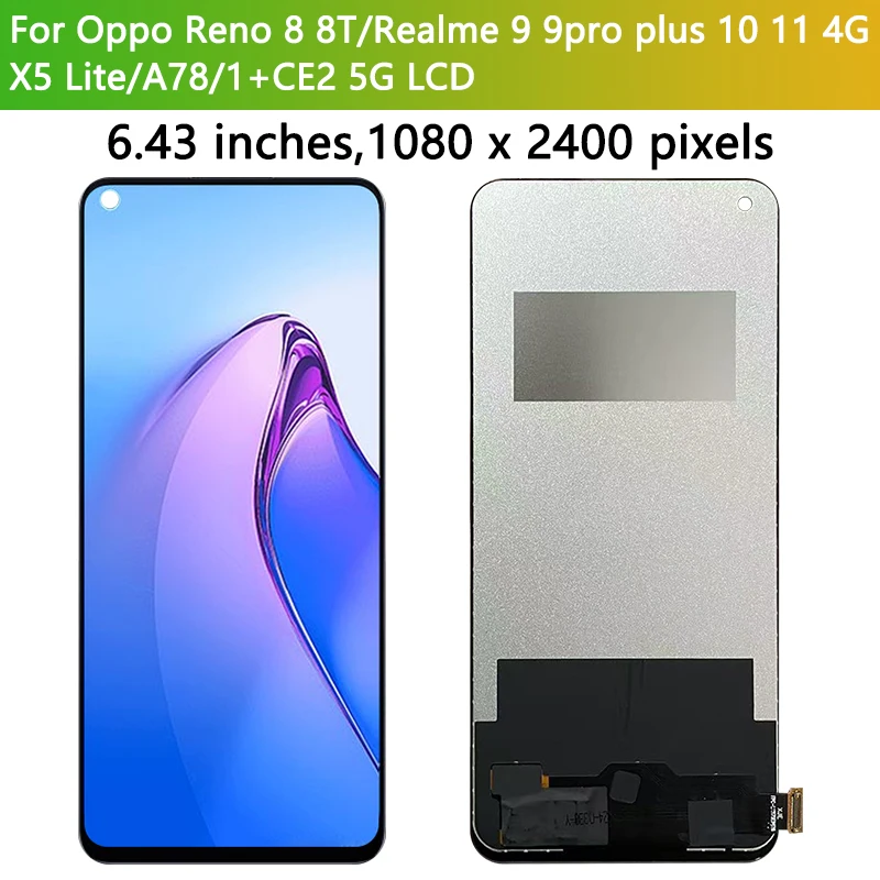 Testowany ekran dotykowy A78 4G LCD do Oppo Realme 9 9Pro+ 10 11 4G LCD X5 Lite do wyświetlacza Reno 8 8T Ekran Nord CE2