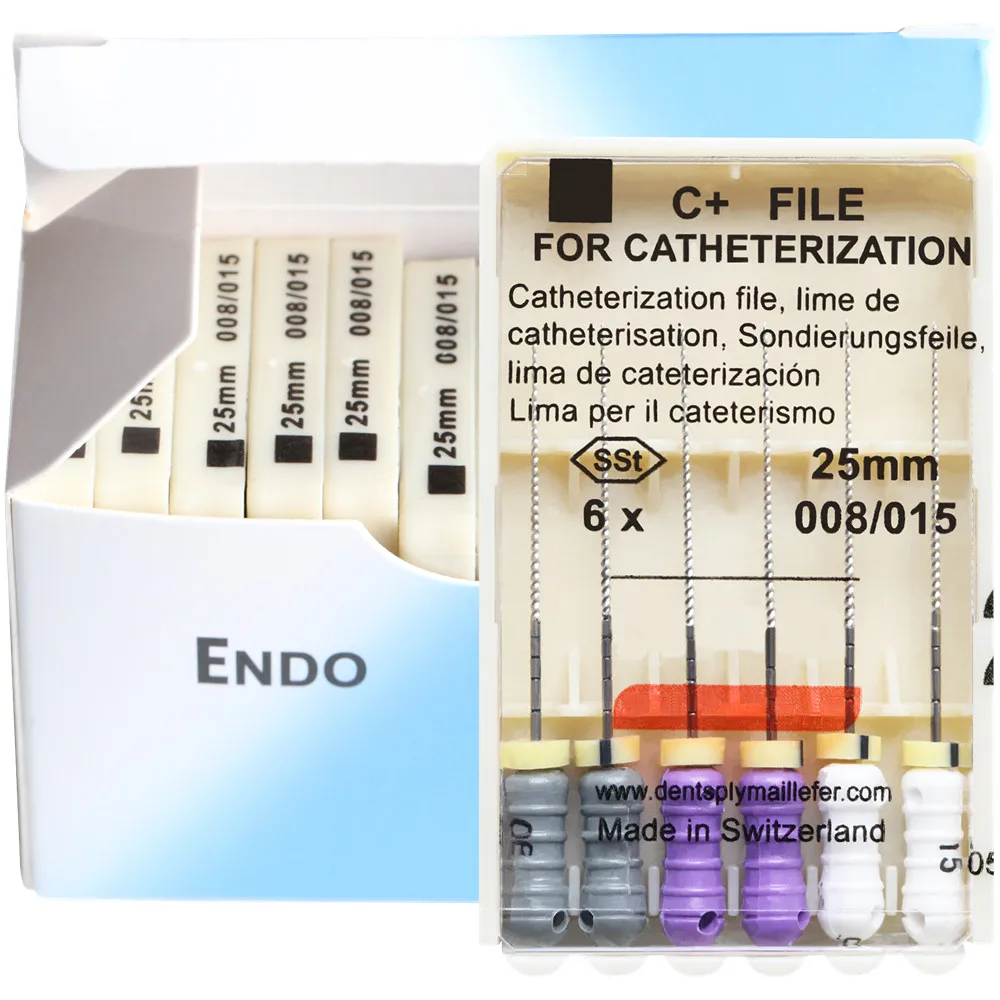 Fichiers dentaires C + pour cathéterisation, canal radiculaire endo C, utilisation manuelle, laboratoire dentaire endodontique, boîte de 10 paquets, 21mm, 25mm, 31mm