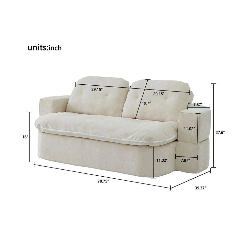Ready Ship Modern Fabric 2 Seater Extendable Portable Sofa Bed for Bedroom Apartment Hotel Living Room