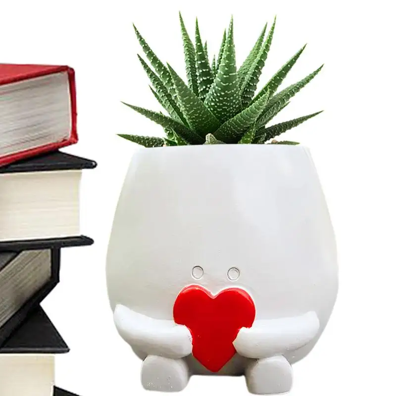 

Face Flower Pot Head Planter Holding A Heart Indoor Outdoor Plants Succulent Pots Green Plant Planter Indoor Outdoor Plants