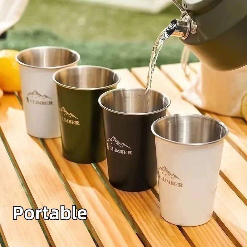 

Outdoor Camping Picnic Portable 304 Stainless Steel Mug New Coffee Juice High-value ins Wide Mouth Beer Mugs Mountaineering