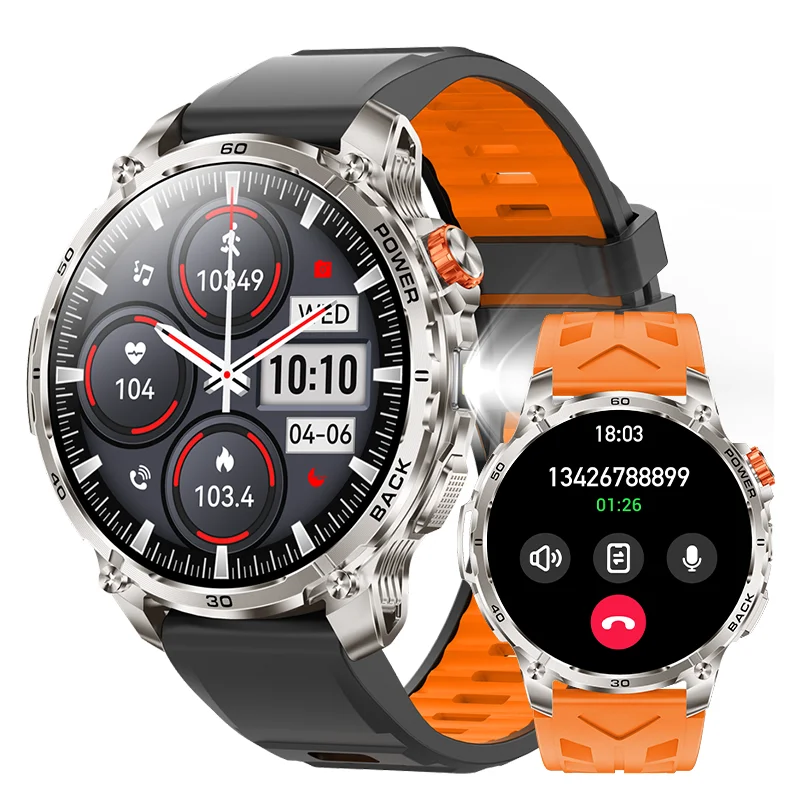 LIGE New 1000mAh Large Battery Adult Men Smartwatch 1.7" Large Screen Flashlight Bluetooth Call IP68 Waterproof Sports Watches
