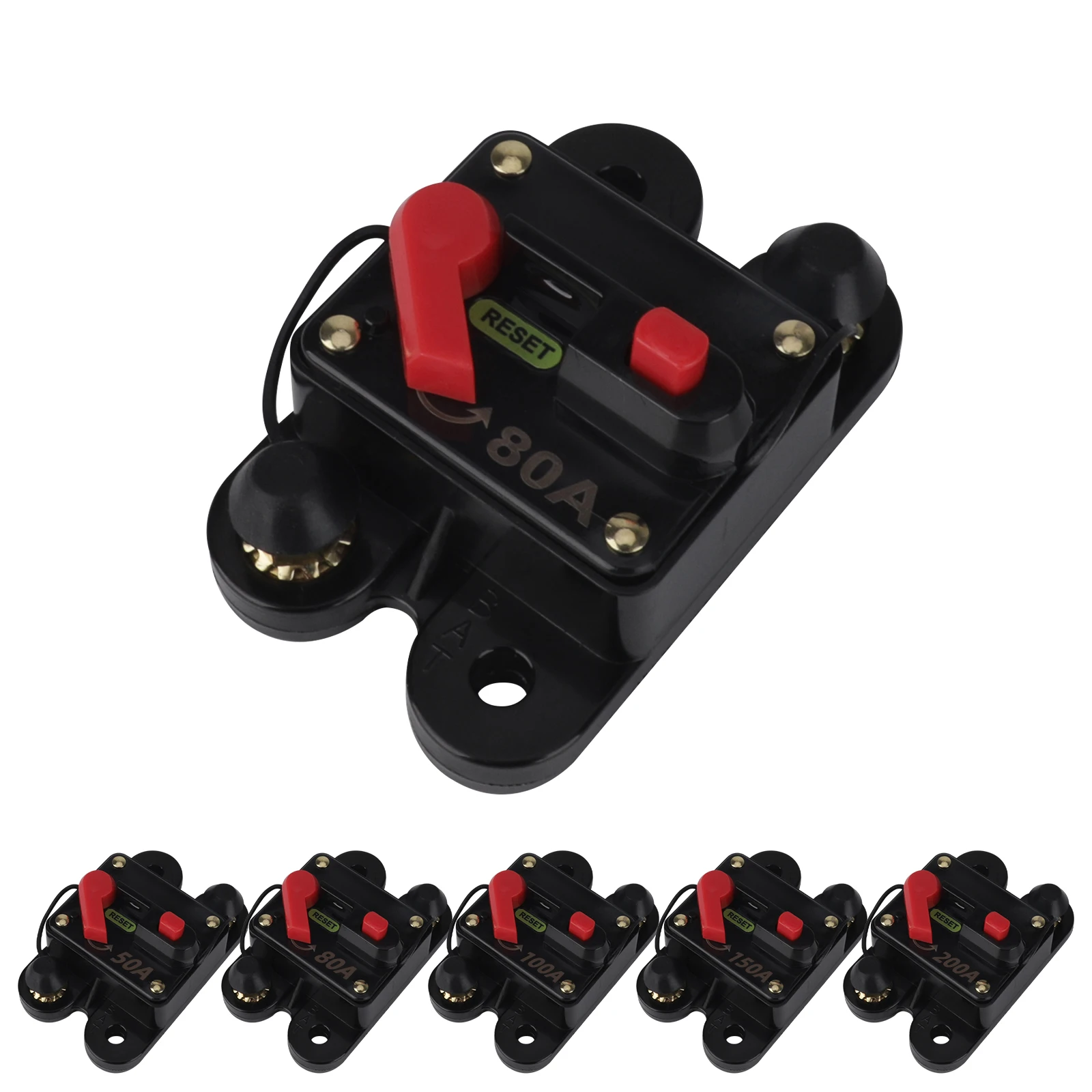 12V 24V Car Waterproof  Circuit Breaker Boat Manual Power Protect for Audio System Fuse Manual Reset 50A 80A 100A 150A 200A