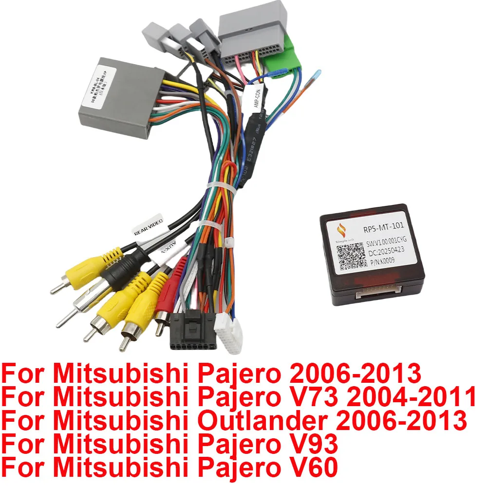 16Pin Car Wiring Harness Adapter For Mitsubishi Pajero V97 V73 V60 ASX Outlander RP5-MT-101 Canbus Box Decoder