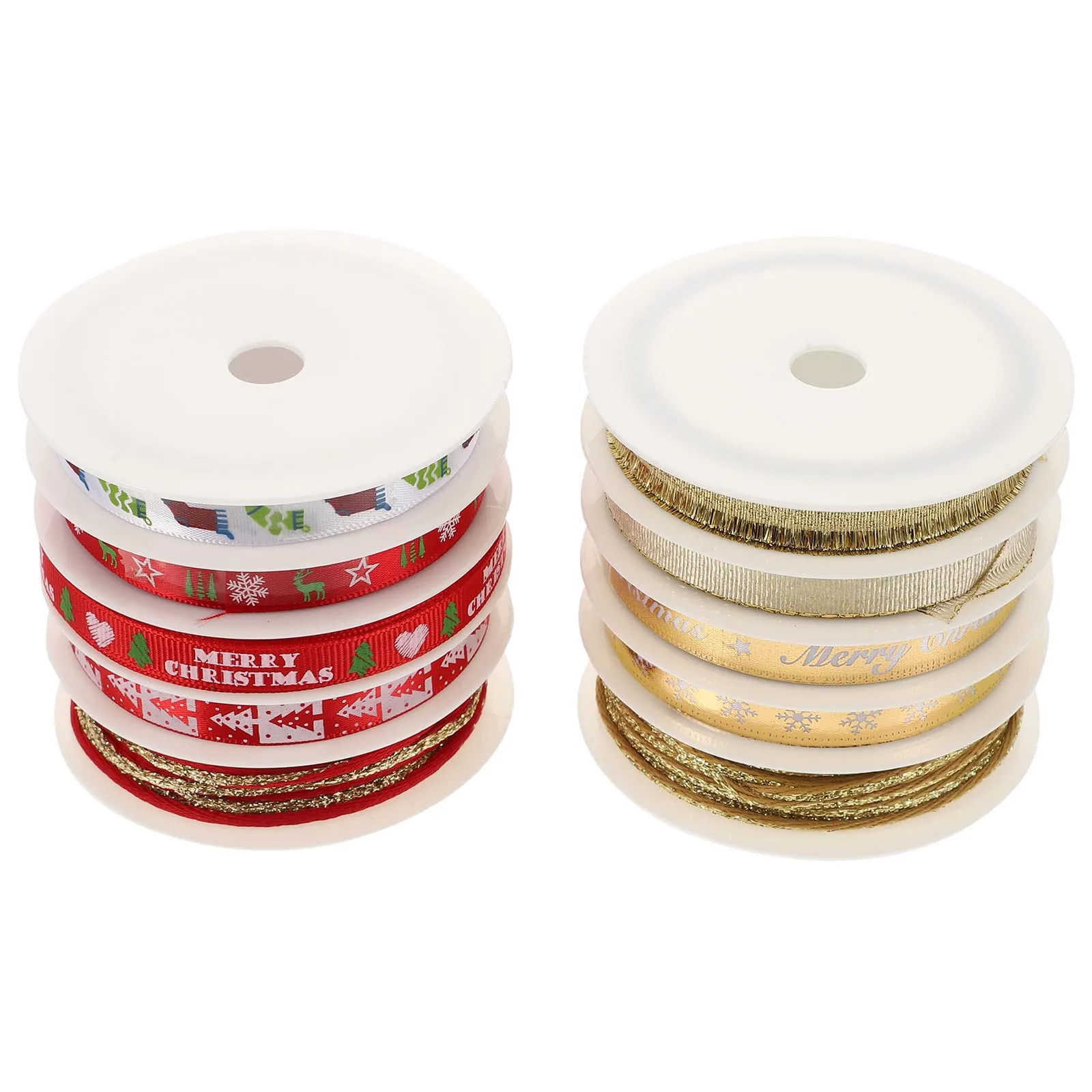 

2 Sets Christmas Style Printed Polyester Ribbons Gift Wrapping Ribbon Decorative Satin Ribbon For Crafts Making Flower Packaging