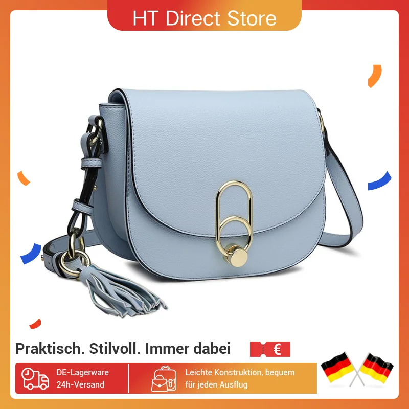 Image of Borsa a tracolla da donna Miss Lulu con cerniera e nappa, moderna, ideale per vacanze e shopping, borsa a tracolla cod004