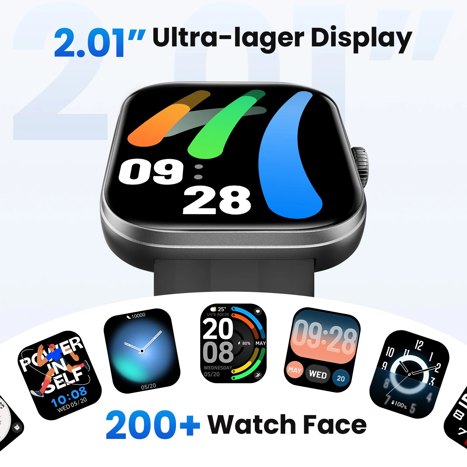 HAYLOU Watch Faro Voice Calling Smart Watch 2.01'' HD Screen 24H Health Monitor 150+ Sports Modes Bluetooth Smartwatch Men Women