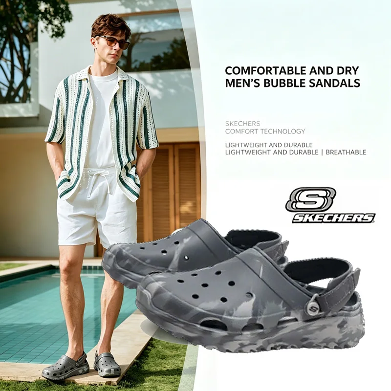 Skechers Foamies Men's Lightweight Molded Slippers/Sandals Cushioning Comfortable Breathable Beach Casual Shoes 243312-Char