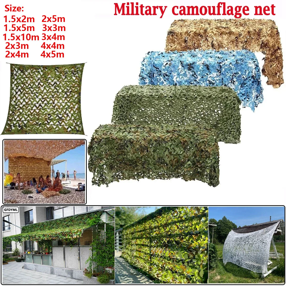 Gazebo militar red de camuflaje sombra red de camuflaje decoración de jardín red verde selva camuflaje blanco beige
