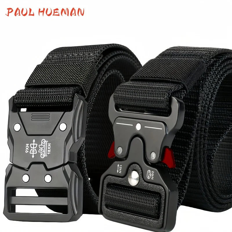 PAUL HUEMAN 2PC Tactical Belt Unisex Accessories Black Belt for Men and Women
