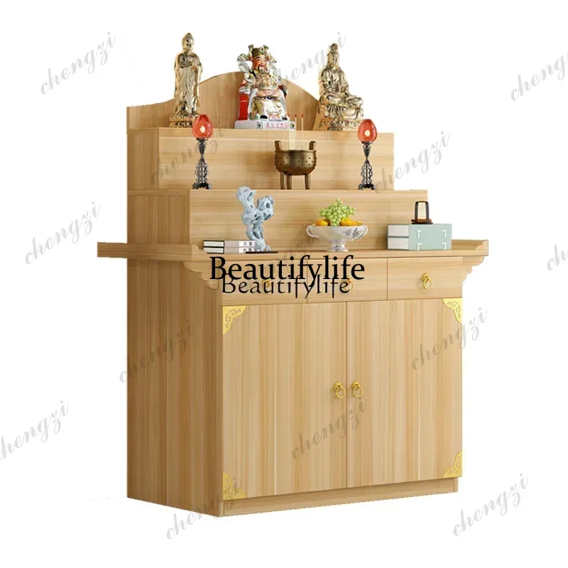 01 Incense Burner Table Buddha Shrine Household New Chinese Style Three-Layer Tribute Table Modern Minimalist Altar Buddha Tab