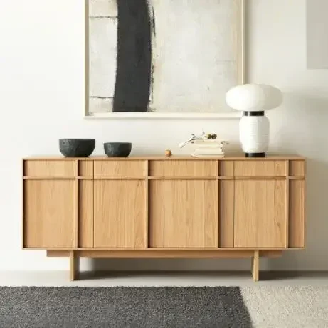 Nordic solid wood dining sideboard, antique quiet wind storage cabinet