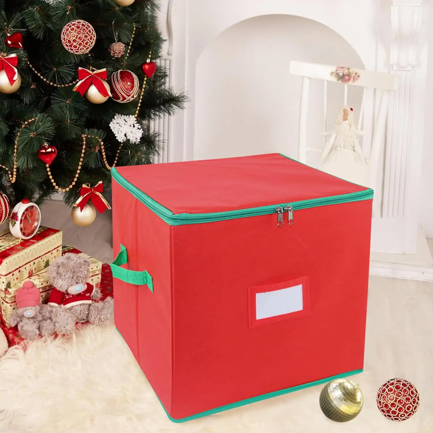 

64-Grid Christmas Ball Storage Box, Xmas Tree Decorations Organizer Bauble Storage, Christmas Décor Storage Box Ornament Storage